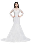 White Lace Mermaid Jewel Wedding Dress