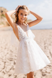 White Short Sleeveless Ball Gown Flower Girls Dress With Lace-misshow.com