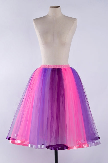 Women Rainbow Tutu Skirt Layered Tulle Skirt Girls Colorful Halloween Costumes Tutu-misshow.com