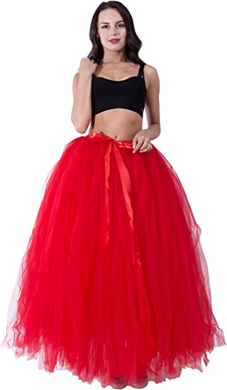 Women's A-Line Pleated Long Maxi Tutu Tulle Party Skirts Halloween Christmas Day Gift-misshow.com