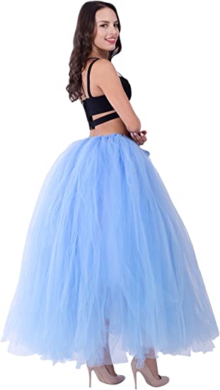 Women's A-Line Pleated Long Maxi Tutu Tulle Party Skirts Halloween Christmas Day Gift-misshow.com