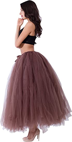 Women's A-Line Pleated Long Maxi Tutu Tulle Party Skirts Halloween Christmas Day Gift-misshow.com