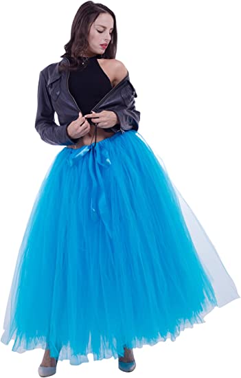 Women's A-Line Pleated Long Maxi Tutu Tulle Party Skirts Halloween Christmas Day Gift-misshow.com